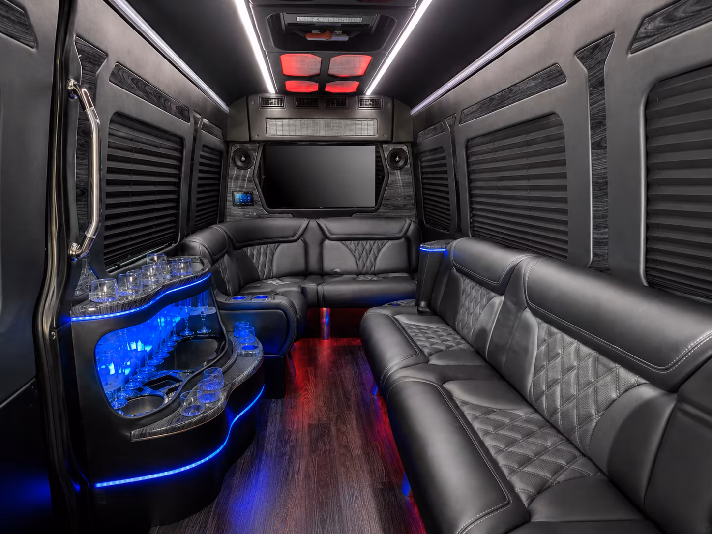 bellingham 18 passenger party bus interior