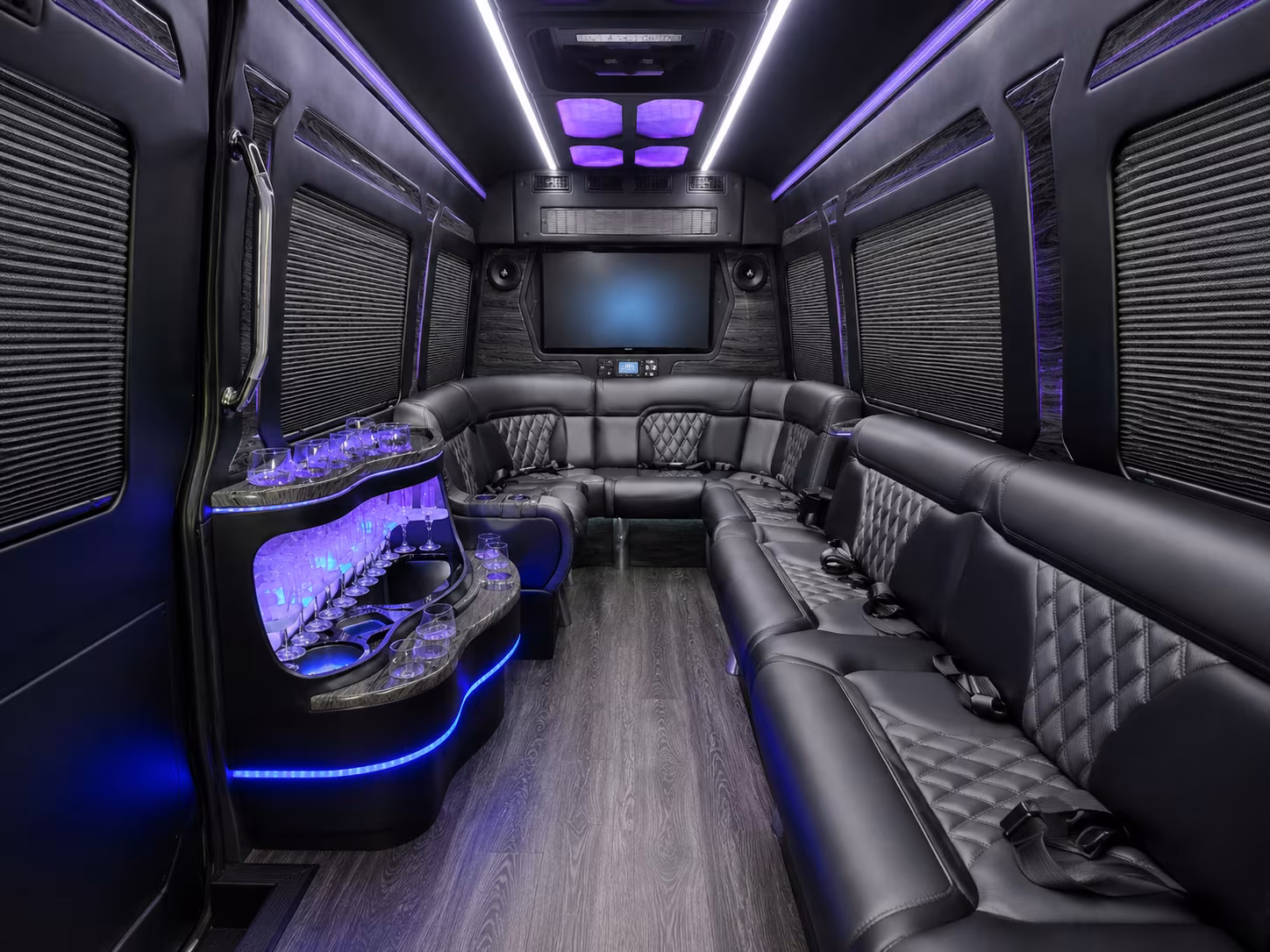 bellingham 20 passenger party bus interior